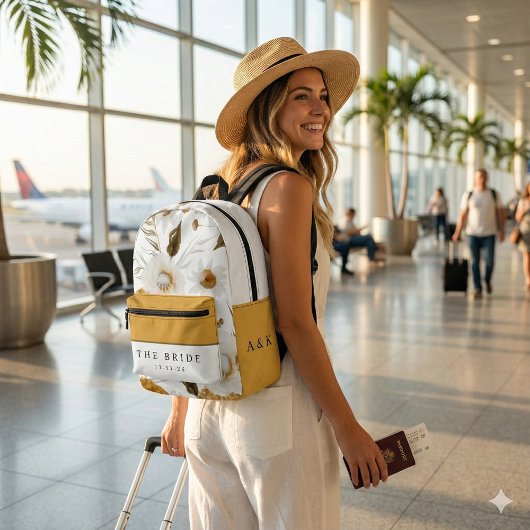 マスタード ウォーターカラー フローラル ブライド バックパック