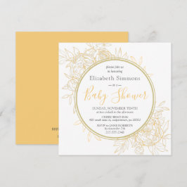 マスタード ピオニー モダン フラワール トワール ベビーシャワー 招待状