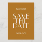 マスタード ブラウン 秋のウェディング | 現代の写真 & QR セーブザデート (正面)