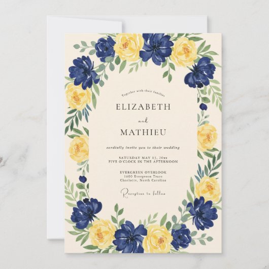 マスタード・ブロッサム・リースの結婚式 招待状 (正面)