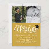 マスタード・ホワイエレガントト・オーバーレイ・フォト卒業生 招待状 (裏面)