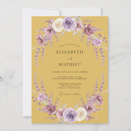 マスタード ラベンダー フジ 結婚式 招待状 (正面)