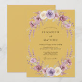 マスタード ラベンダー フジ 結婚式 招待状 (正面/裏面)