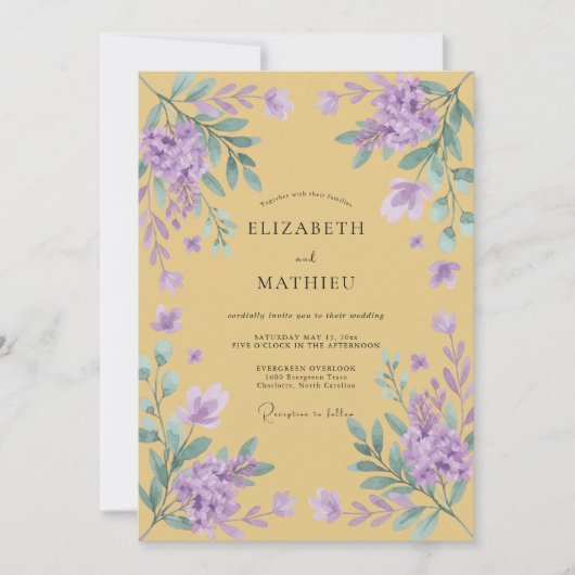 マスタード・ヴィオラ・フジの結婚式 招待状 (正面)
