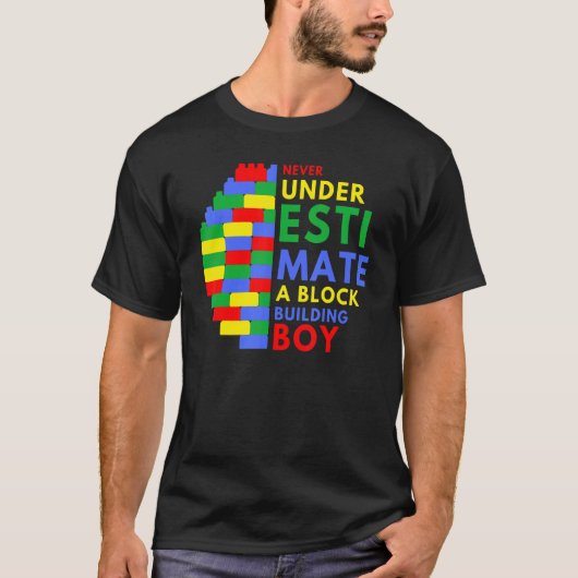 マスタービルダーかわいいブロック建物キッズボーイズ2 Tシャツ (正面)