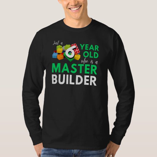マスタービルダーかわいいブロック建物6th誕生日ボー tシャツ (正面)