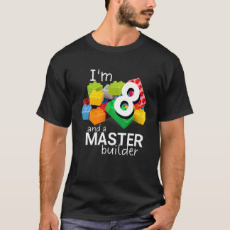 マスタービルダーかわいいブロック建物8番目の誕生日ボ Tシャツ
