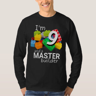 マスタービルダーかわいいブロック建物9th誕生日Bo Tシャツ