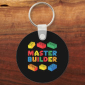 マスタービルダーのシャツのレンガ大人の子供の少年ブロック キーホルダー (正面)