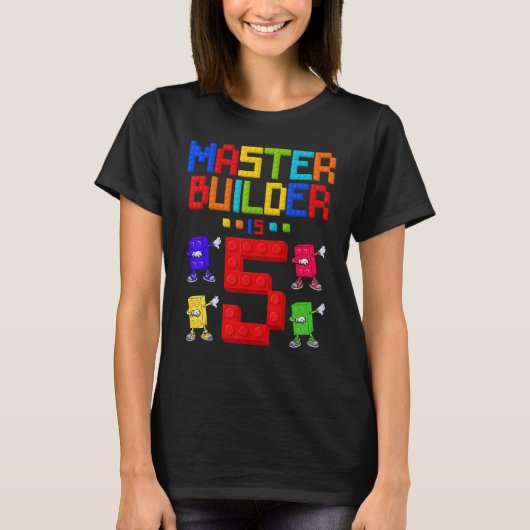 マスタービルダーは5歳の古い建物5誕生日 Tシャツ (正面)