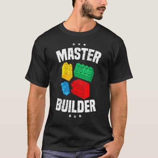 マスタービルダーキッズ建物ブロックブリックトイボーイズ Tシャツ (正面)