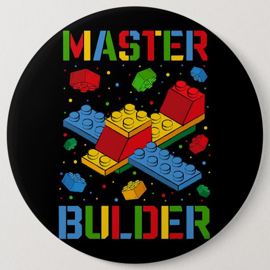 マスタービルダーキッズ建物ブロックブリックビルダー 缶バッジ (正面)