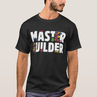マスタービルダーキッズ建物ブロックブリック分隊f tシャツ