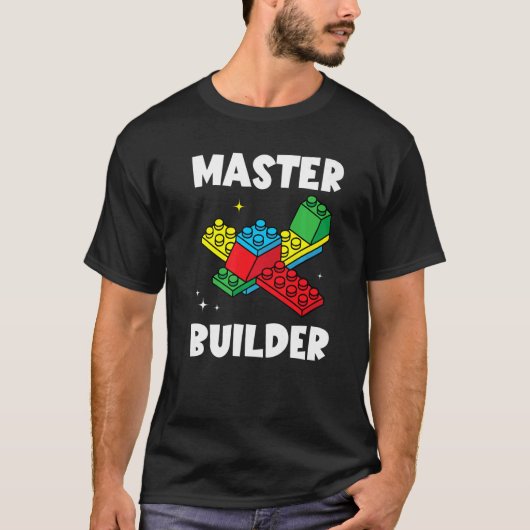 マスタービルダーキッズ建物ブロックブリック玩具マスト Tシャツ (正面)