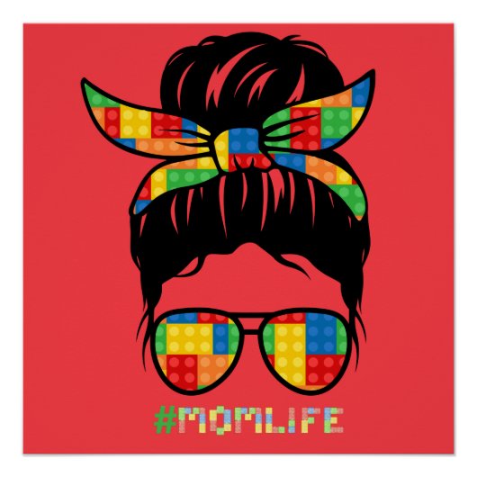 マスタービルダーシャツ |建物ブロックヘッド ポスター (正面)