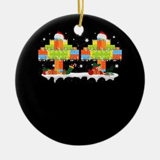 マスタービルダーブロックブリック建物ツリークリスマス セラミックオーナメント (正面)