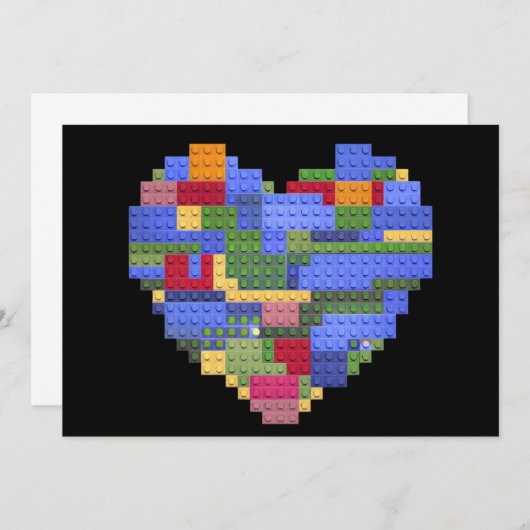 マスタービルダーブロックブリック建物ハート値 サンキューカード (正面/裏面)