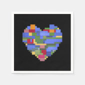 マスタービルダーブロックブリック建物ハート値 スタンダードカクテルナプキン (正面)