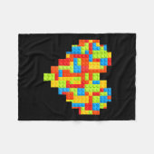 マスタービルダーブロックブリック建物ハート フリースブランケット (正面(横))