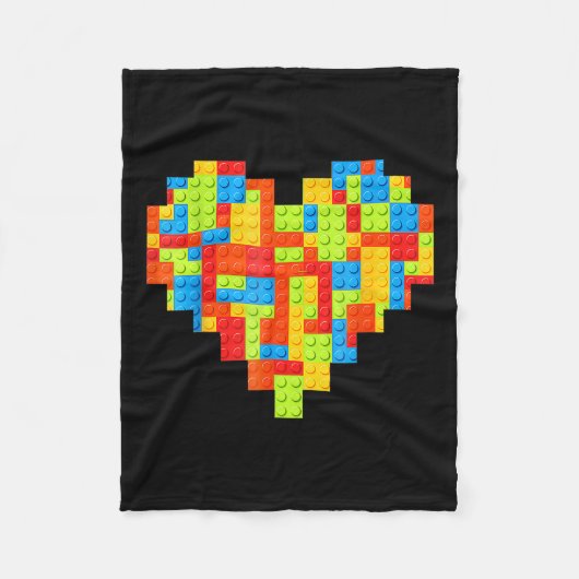 マスタービルダーブロックブリック建物ハート フリースブランケット (正面)