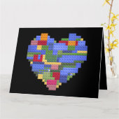 マスタービルダーブロックレンガビルディングハートバレンタイン カード (黄色い花)