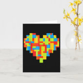 マスタービルダーブロックレンガビルディングハート カード (黄色い花)