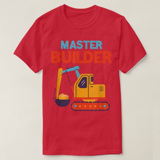 マスタービルダー掘削機建物ブロック子 Tシャツ (デザイン正面)
