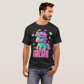 マスタービルダー キッズ 女の子 建築 ブロック ユニコーン Tシャツ (正面フル)