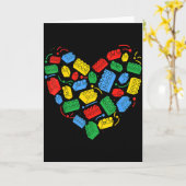 マスタービルダー ブロック レンガ ビルディング ハート バレンタイン カード (黄色い花)