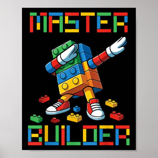 マスタービルダーTシャツ ダビング ブロック レンガ 建築 ポスター (正面)