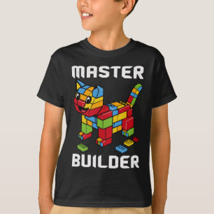 マスタービルダ建物ブロックブリック猫好き Tシャツ