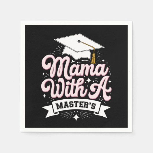 マスター学位取得のママ卒業 スタンダードカクテルナプキン (正面)
