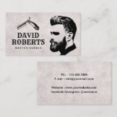 マスター理容師かみそりバーバーバーショップ美容師 名刺 (正面/裏面)