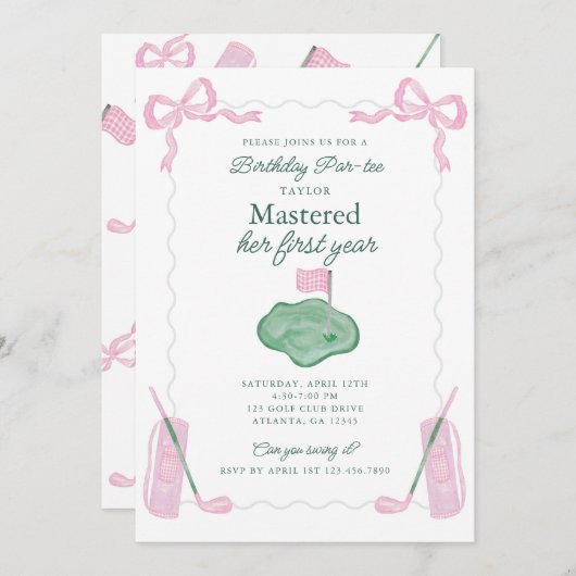 マスター1年目の誕生日パーティー招待状 招待状 (正面/裏面)