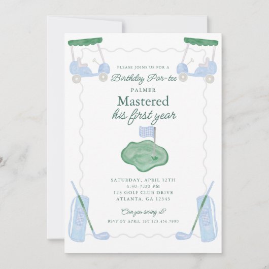 マスター1年目の誕生日パーティー招待状 招待状 (正面)