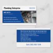 マスター・プラマー |ハンディマンシルバー深いブルー 名刺 (正面/裏面)