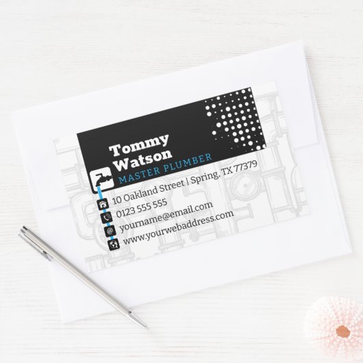 マスター・プラマー |ハンディマン名刺 長方形シール (封筒)