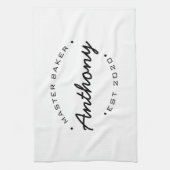 マスター・ベイカー設立の年名前をカスタムする キッチンタオル (縦)