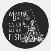 マスターBAITERSの捕獲物より多くの魚のTシャツ ラウンドシール (正面)
