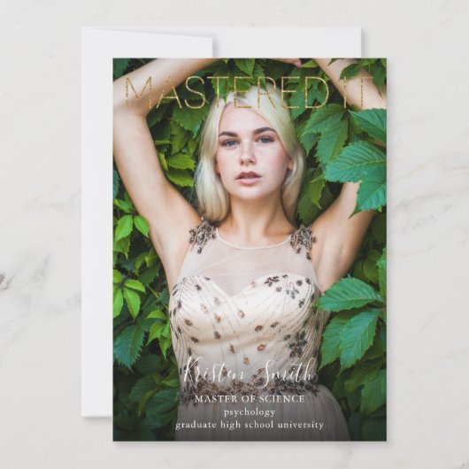 マスターIt大学院金ゴールド写真の発表 招待状 (正面)