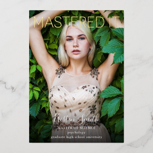 マスターIt大学院金ゴールド写真 箔招待状 (正面)