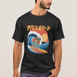 マスティフおもしろいドッグ神奈日本の川ウェーブ Tシャツ