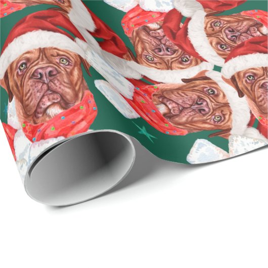 マスティフおもしろいフランスのクリスマスパターン ラッピングペーパー (ロールコーナー)