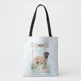 マスティフの水彩画カスタマイズ犬グッズ トートバッグ