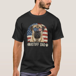 マスティフの父 アメリカ国旗 イングリッシュ・マスティフのお父さん Tシャツ