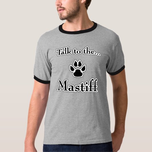 マスティフの黒いTシャツに話す Tシャツ (正面)