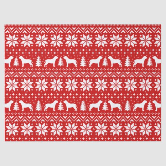 マスティフはクリスマスパターン赤のシルエットを描きます 薄葉紙 (正面)