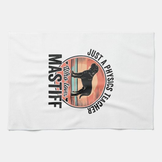 マスティフを愛する物理教師のヴィンテージ犬Tシャツ_1 キッチンタオル (横)