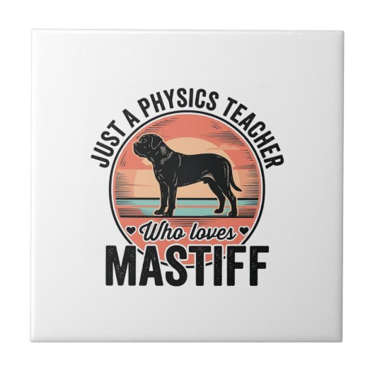 マスティフを愛する物理教師のヴィンテージ犬Tシャツ_1 タイル (正面)