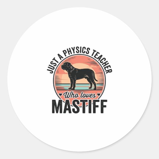 マスティフを愛する物理教師のヴィンテージ犬Tシャツ_1 ラウンドシール (正面)